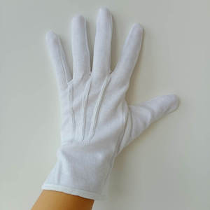 Guantes Masónicos de Algodón de Alta Calidad con Logotipo de Compás y Escuadra Bordado en Azul - Product Image 1