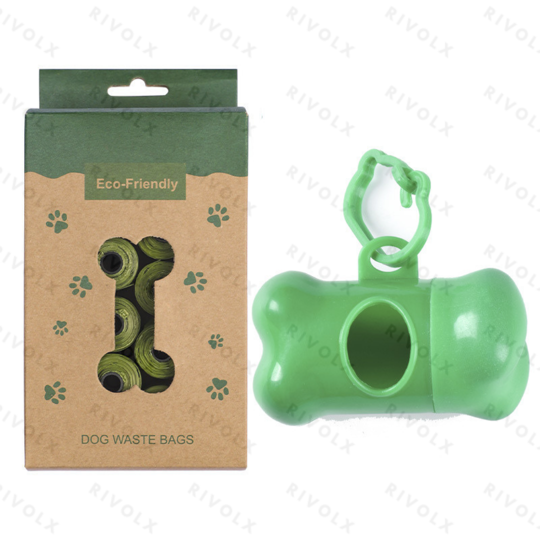 20 rolls of dark green printed garbage bags + 1 bone dispenser