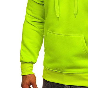 Nouveau Sweat à capuche de travail vert fluo brodé de logo personnalisé de haute qualité Pull à manches longues Sweats à capuche solides pour hommes - Product Image 3