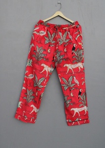 Ensemble de pyjamas indien en coton fait à la main imprimé jungle robe de nuit à manches courtes imprimé bloc à la main vêtements de nuit respirants pour les grandes tailles - Product Image 3