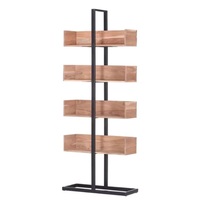 Étagère de rangement moderne et contemporaine 2025 en bois massif brun et fer pour bureau à domicile, salon et chambre