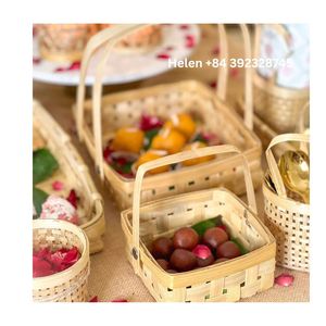 Panier de stockage en bambou écologique de taille personnalisée Récipient alimentaire décoratif unique avec marque privée - Product Image 3