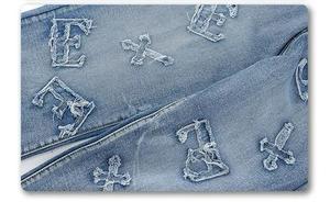 กางเกงม็อบกางเกงยีนส์ทรงตรงของผู้ชายกางเกงปักลายดีไซน์เฉพาะ - Product Image 3