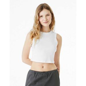 Débardeur Micro Rib Muscle Crop Femme-Solide Mélange Naturel Couleur Blanche Bella Toile Muscle Crop Débardeurs - Product Image 3