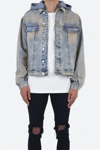 Personnalisation pour hommes Manteau mince à col montant en denim délavé Plus Vêtements d'extérieur Veste en jean pour hommes - Product Image 6