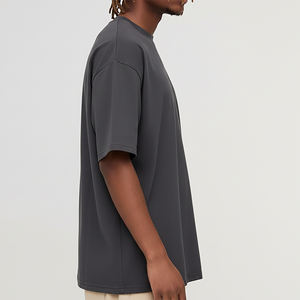 เสื้อยืดทรงหลวมแบบดรอปโชลเดอร์ ล้างสีแบบแอซิด สำหรับผู้ชาย ปี 2025 ผ้าเจอร์ซีย์ 100% คอตตอน ทรงโอเวอร์ไซส์ คอกลม - Product Image 6