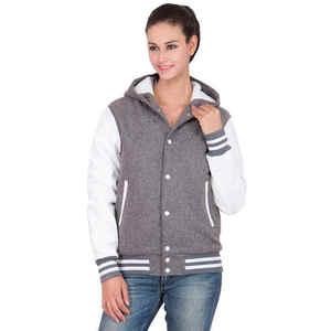 2025 tendance élégant gris blanc femmes Baseball Varsity vestes respirant hiver polaire avec coupe-vent à capuche haut pour les filles - Product Image 2