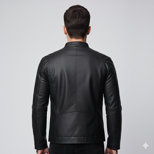 แจ็คเก็ตกันลมมีซิปสำหรับนักขี่จักรยานหนังแท้วินเทจเข้ารูปเข้ารูปมีซิปสำหรับฤดูหนาว - Product Image 3