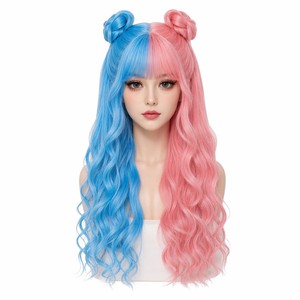 Perruques Mohawk Mardi Gras Ombre Violet Jaune Vert Longues Ondulées pour Femmes Filles Perruques Synthétiques pour Cosplay Fête Halloween - Product Image 3