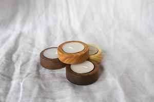 Porte-bougie en bois artisanal de luxe avec finition en bois poli, plusieurs types de bois pour la décoration de Noël, centre de table - Product Image 3