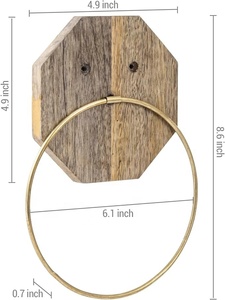 Porte-serviettes géométrique moderne mural avec anneau en fil métallique et porte-serviettes en laiton fabriqué en Inde - Product Image 4