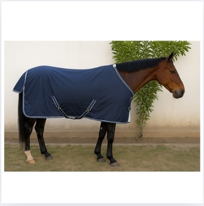 Tapis de cheval d'hiver bleu marine avec doublure en coton et doublure en nylon pour le confort du cheval - Product Image 3