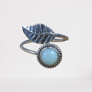 Bijoux Bague en Argent Sterling Fait Main Larimar Bague de Promesse en Argent Sterling 925 avec Pierres Précieuses Style Boho Bague Timbre Solide 925 Bijoux - Product Image 1