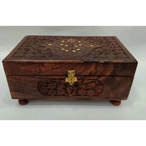 Boîtes de rangement en bois massif au design moderne personnalisé Boîte à bijoux en bois rectangulaire Techniques sculptées Capacité de charge 10kg Divers INS - Product Image 1