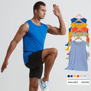 Camiseta sin mangas de talla grande para hombre, ajuste cómodo, punto transpirable, cuello redondo, estampado liso, suministro OEM para entrenamiento de adultos - Product Image 5
