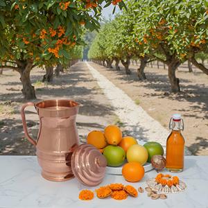 Pichet à eau Maharaja en métal de cuivre de 60 onces fini lisse fabriqué à la main - Product Image 4