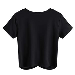 Venta al por mayor de alta calidad Crop Top camiseta para mujeres transpirable Yoga desgaste de algodón último diseño OEM servicio Crop Top calidad desgaste - Product Image 4