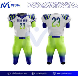 Uniforme de fútbol americano personalizable, diseño degradado verde neón y azul, número impreso y personalización del nombre del equipo - Product Image 4