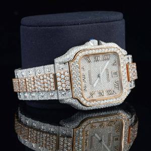 Montre entièrement sertie de diamants HPHT cultivés en laboratoire avec cristal saphir, montre de luxe en acier inoxydable à prix de gros. Ceci est élégant - Product Image 5