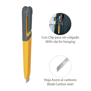 Taglierino Professionale "Lider" con Lama in Acciaio al Carbonio da 9 mm. Con Clip di Fissaggio - Product Image 3
