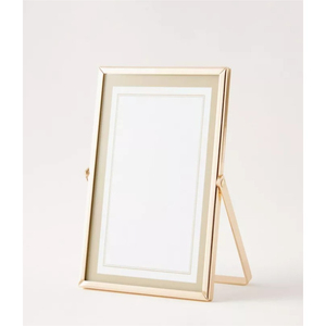Modern <b>Gold</b> Metal Geometric <b>Frame</b> Unique Oval Wire Freestanding Tabletop Picture <b>Frame</b> Brass Finish Desk Display Home Decor Gift - Product Image 2