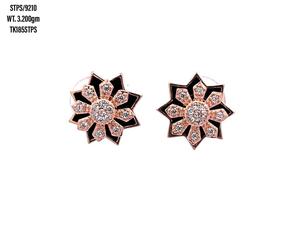 Pendientes de plata de ley 925 con circonita cúbica para mujer, aretes con diseño de flores naturales y auténticas, joyería para mujer, regalo de boda - Product Image 1