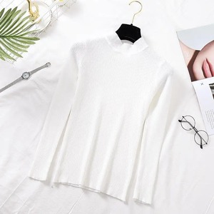 Pull à capuche pour femmes au design moderne Pull en tricot à la mode à manches longues Automne Blouse élastique douce Teinte unie personnalisée - Product Image 6