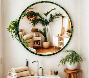 Espejo de mosaico de plata, espejo de mosaico redondo - Product Image 4