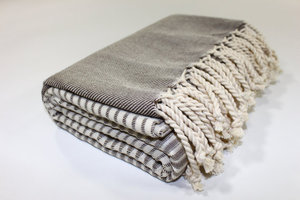 Vente en gros livraison rapide serviette de fouta hamman rayée colorée serviette de plage turque en coton recyclé conception personnalisable séchage rapide - Product Image 3