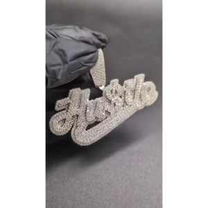 Colgante de Lujo Hip Hop con Letra Inicial Personalizada, Plata de Ley 925, Bañado en Rodio, con Diamantes Moissanite VVS, para Uso Unisex - Product Image 4