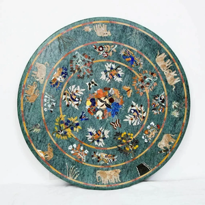 Table de chevet en marbre vert avec incrustation de nacre, modèle personnalisé fait à la main, art populaire indien, fleur, incrustation, travail artisanal, Saint-Valentin - Product Image 3