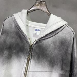 100% Pure Cotton Casual Tie Dyed Acid Washed Hooded Autumn Customize <b>White</b> <b>Hoodies</b> Double Zipper <b>Women</b> Manufacturer - Product Image 6