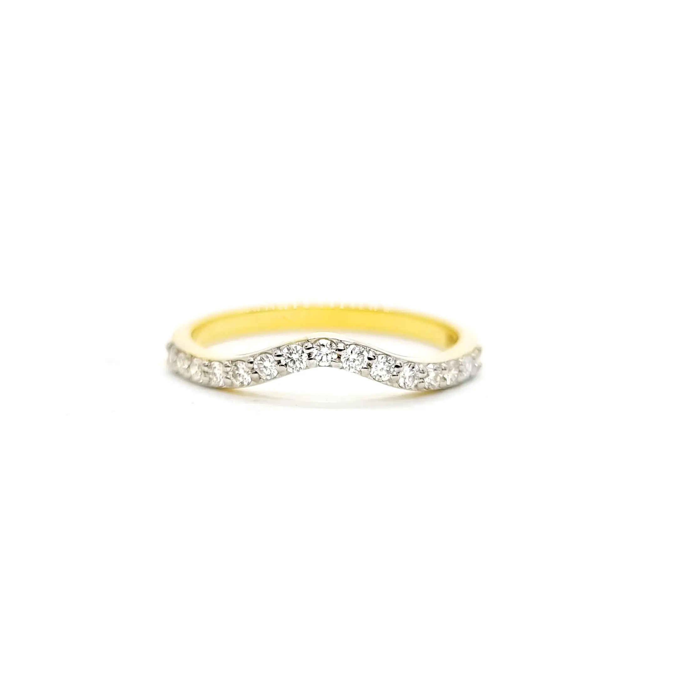 แหวนกลมเพชรธรรมชาติวงแหวนโค้งนิรันดร์14K แข็งสีเหลืองทองเต็มวงซ้อนกันได้โดยผู้ส่งออกอินเดีย