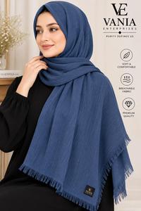 Foulard Hijab Plissé Uni en Soie Modal Crêpée pour Femme, Doux et Idéal au Quotidien - Product Image 2