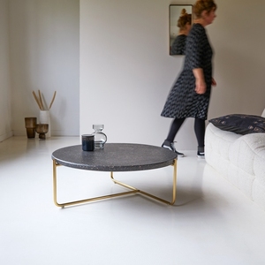 Table basse géométrique minimaliste avec plateau en marbre et cadre de base MS Meubles métalliques - Product Image 5