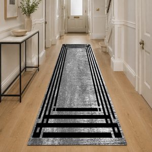 RUGS DEPOT LXDP-0709 Wholesale Charcoal Grey Contemporary Geometric Digital Printed Machine Washable Chenille Area Rug Non <b>Slip</b> - Product Image 5