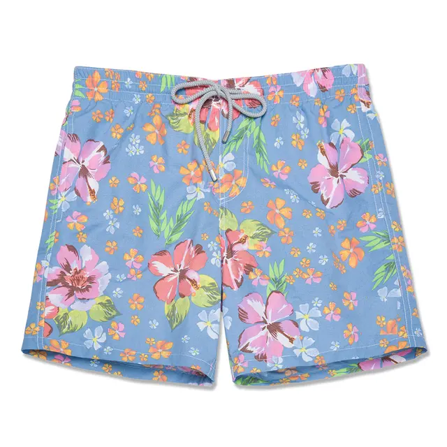 Breathable Custom Flower Sublimation Fashion Beach Sports Running Gym Training Polyester Nylon Men Swimming Shorts