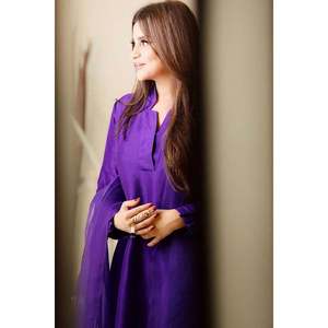 Conjunto de Camisa y Dupatta de Chifón con Cuello en V y Manga Larga, Elegante para Mujer, Violet Royalty - Product Image 2