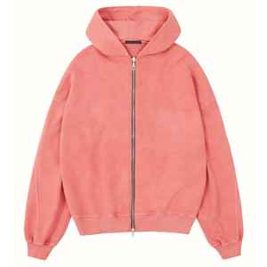 Top Trending Streetwear Sudaderas con capucha lavadas para hombre en blanco negro 450gsm French Terry Vintage Distressed Acid Wash Zip up Hoodie hombres - Product Image 5