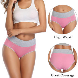 Womens High Waist Underwear Soft Cotton Breathable Briefs Comfortable Stretch Fit Tummy Control Plus Size Daily Wear - Product Image 2