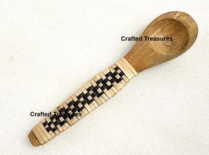 New Arrival Wooden small spoons Scoops Spices With Rattan Woven Design Handle Measuring Spoons Housewarming <b>Kitchen</b> utensils - Product Image 2