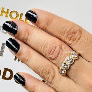 14K oro sólido cinco laboratorio diamante Halo oro sólido propuesta de boda anillo. - Product Image 4