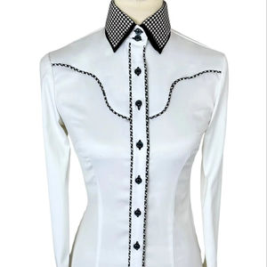 เสื้อคาวบอยโชว์แบบตะวันตกทำด้วยมือบนผ้าแพรแข็งแบบยืด - Product Image 3