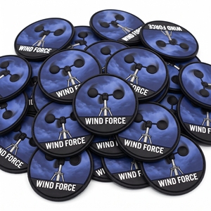 Badges en PVC pour anémomètre à force éolienne, emblèmes ronds en silicone pour vêtements de travail météorologiques, vente en gros directe usine - Product Image 1