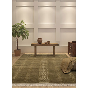 Alfombra de Lana Anudada a Mano con Patrón Geométrico Verde Tomillo, Modelo ZA LCA-1510 de Jaipur Rugs, Tamaño Grande para Decoración del Hogar, Auto y Sala de Estar - Product Image 5