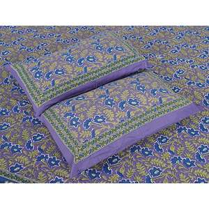 Jaipuri Print Blue Cotton 240 TC Double Bedsheet with 2 Pillow Covers 3-Pc Set for <b>King</b> <b>Size</b> Beds 100% Cotton Home Use - Product Image 3