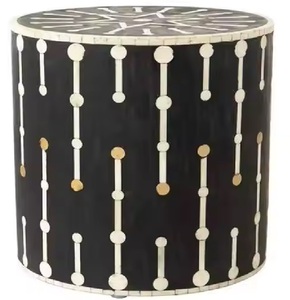 Tabouret en incrustation d'os au design moderne fait à la main Meubles en bois noir et blanc de la plus haute qualité pour la maison Sièges de chambre à coucher pour le salon - Product Image 4