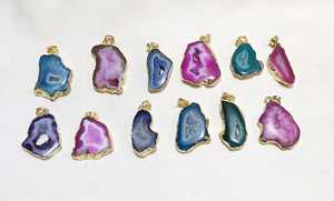 Joyería de latón para niños, Ágata Druzy y lapislázuli, colgantes de piedras preciosas con ajuste de bisel, tecnología de incrustaciones elegantes - Product Image 3