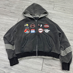 Sudadera con capucha desgastada de doble capa personalizada, parche bordado, Sudadera con capucha lavada con ácido, conjunto de Jogger, pantalones de chándal y Sudadera con capucha, conjunto de chándal para hombre - Product Image 2