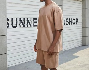 Conjunto de verano de algodón de gran tamaño, conjunto de verano de media manga, conjunto de verano de ajuste relajado con botones de algodón, ropa de moda sin mangas para hombres - Product Image 5